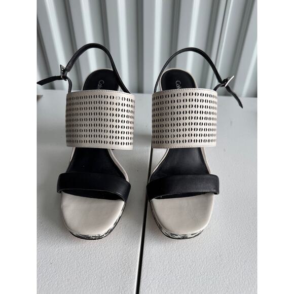 Calvin Klein Black and White Platform Heels Leather 9.5 - Picture 7 of 8